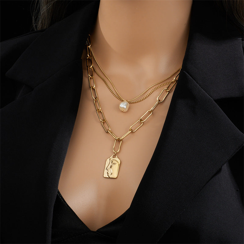Gold layered necklace stack