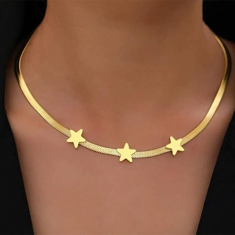 The Star Choker gold snake chain with star charms